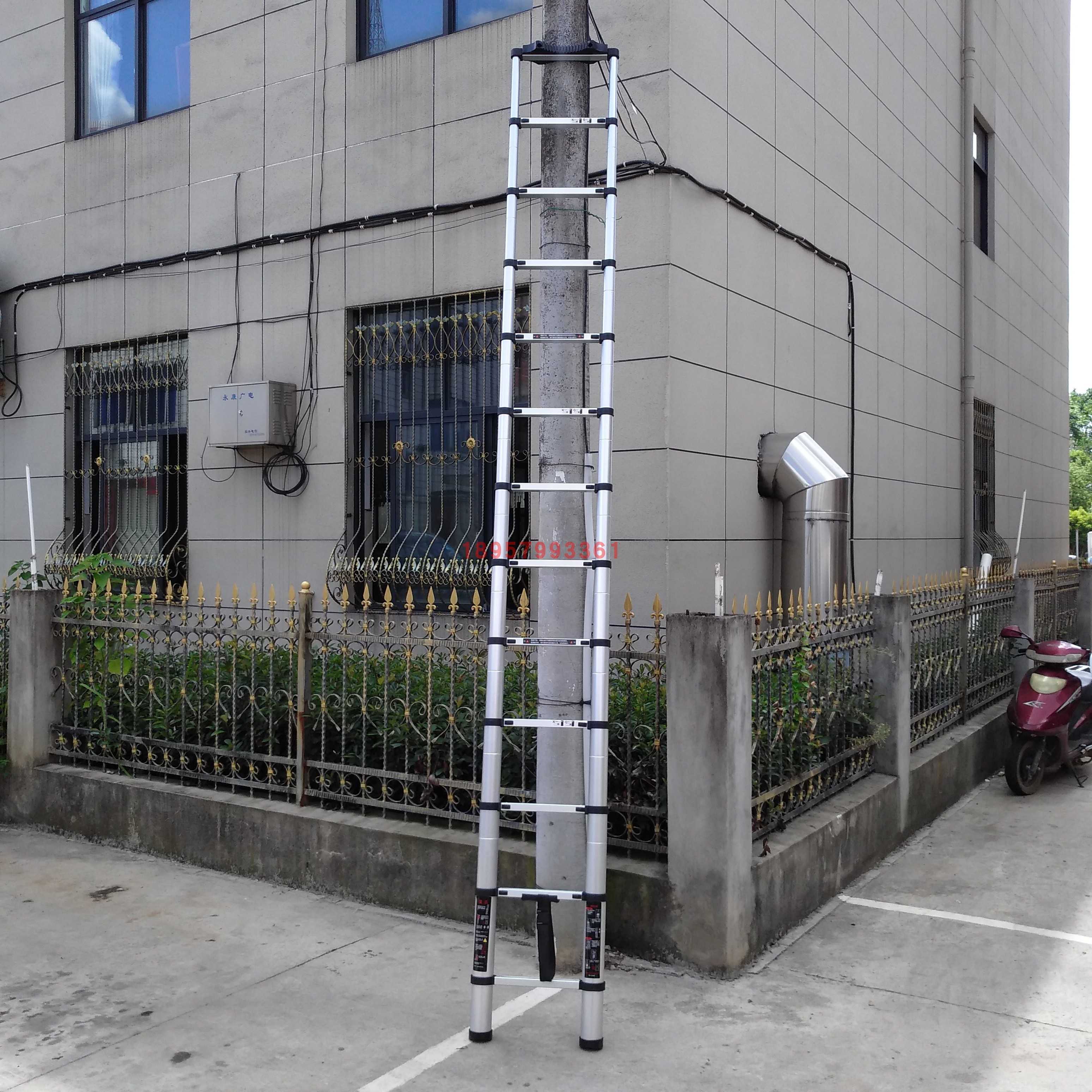 爬电线杆伸缩梯子单梯加固竹节升降梯电杆米通用X卡子头