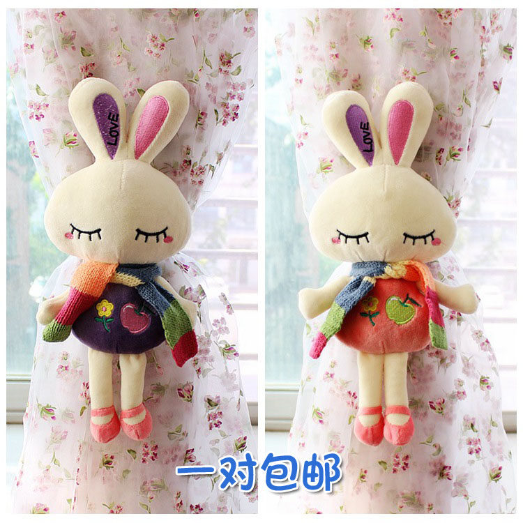 创意眯眼美人兔卡通窗帘扣爱 韩国窗帘绑带 儿童房装饰一对