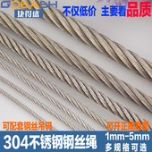 玻璃夹吊绳挂画配件晾衣绳钢丝绳挂画绳 吊码 不锈钢钢丝绳 牵引绳