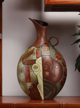 新中式陶瓷民族风特色云南丽江手工艺品隔断博古架摆件.招财装饰