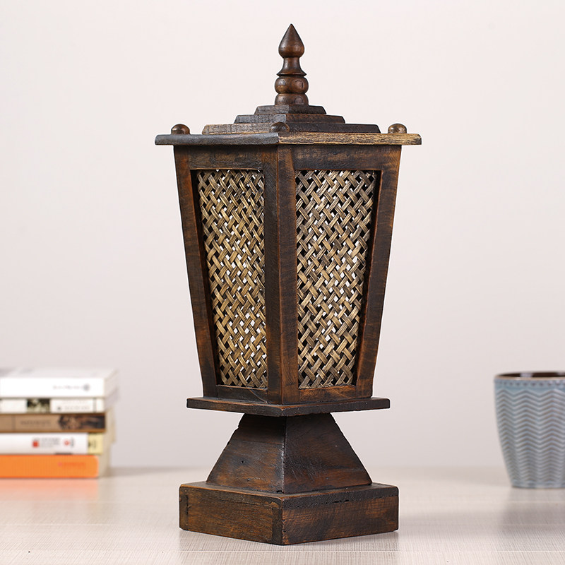 泰国竹编台灯 创意家居卧室床头灯复古护眼书房灯仿古桌小夜灯具