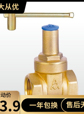 正品埃美柯115黄铜加厚丝口带锁闸阀锁闭阀DN152025324050专卖店