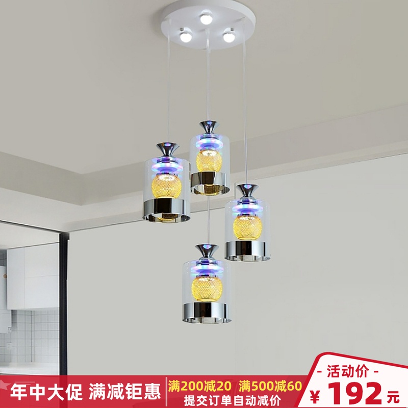 餐厅灯吊灯三头简约现代餐桌灯具四头创意个性水晶灯led饭厅家用