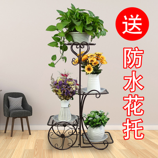 铁艺花架家用省空间多层客厅绿萝花架L落地式 新款 阳台吊兰花盆架