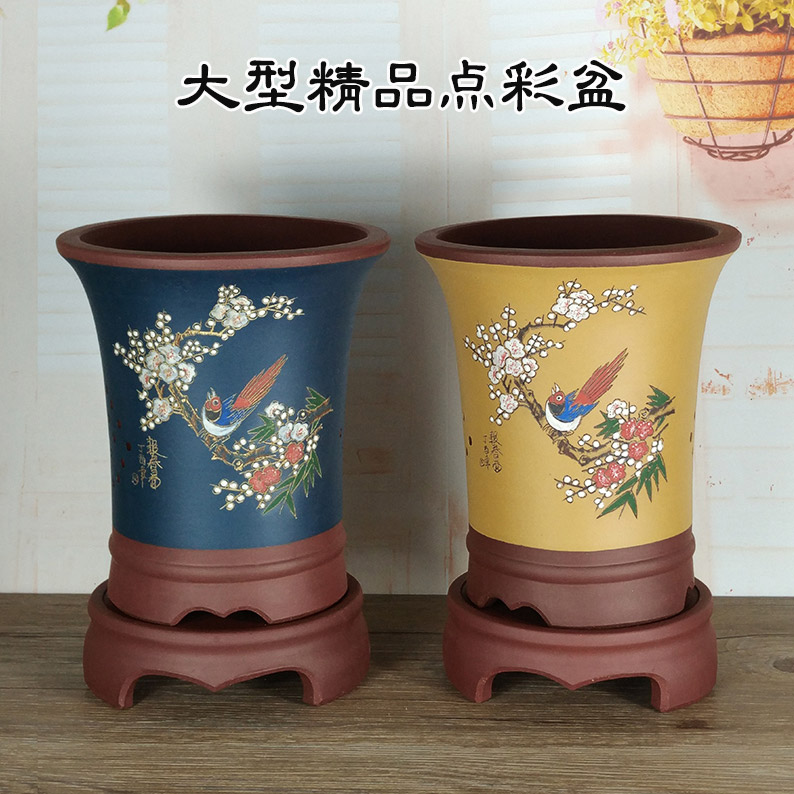 精美高档古典艺术花盆宜兴紫砂花盆兰花专用盆君子兰花盆名家手工