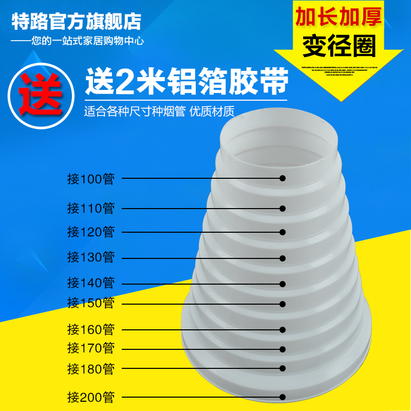 抽油烟机铝箔排烟管变径圈排风管止逆F阀转换接头大小头变异转接
