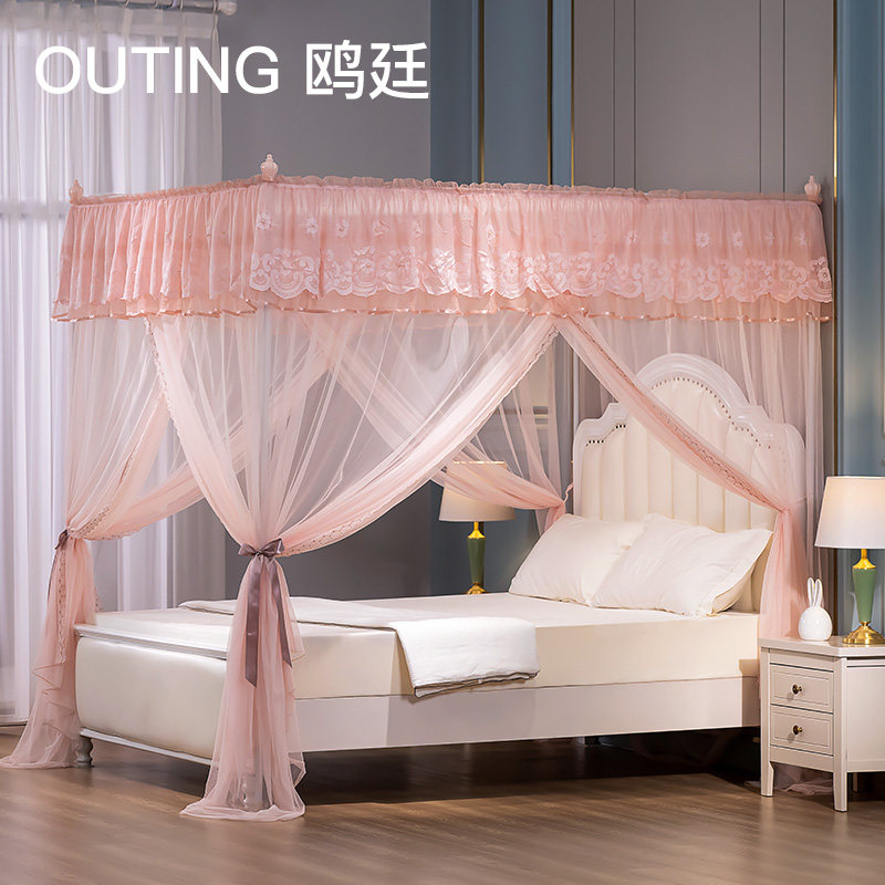 鸥廷蚊帐家用公主风1.5m/1.8米落地加固支架固定加密落地式三开门