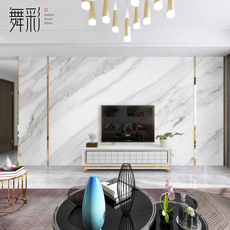 壁纸现代简约轻奢大理石墙布客厅墙D纸电视背景墙壁布8d影视墙壁