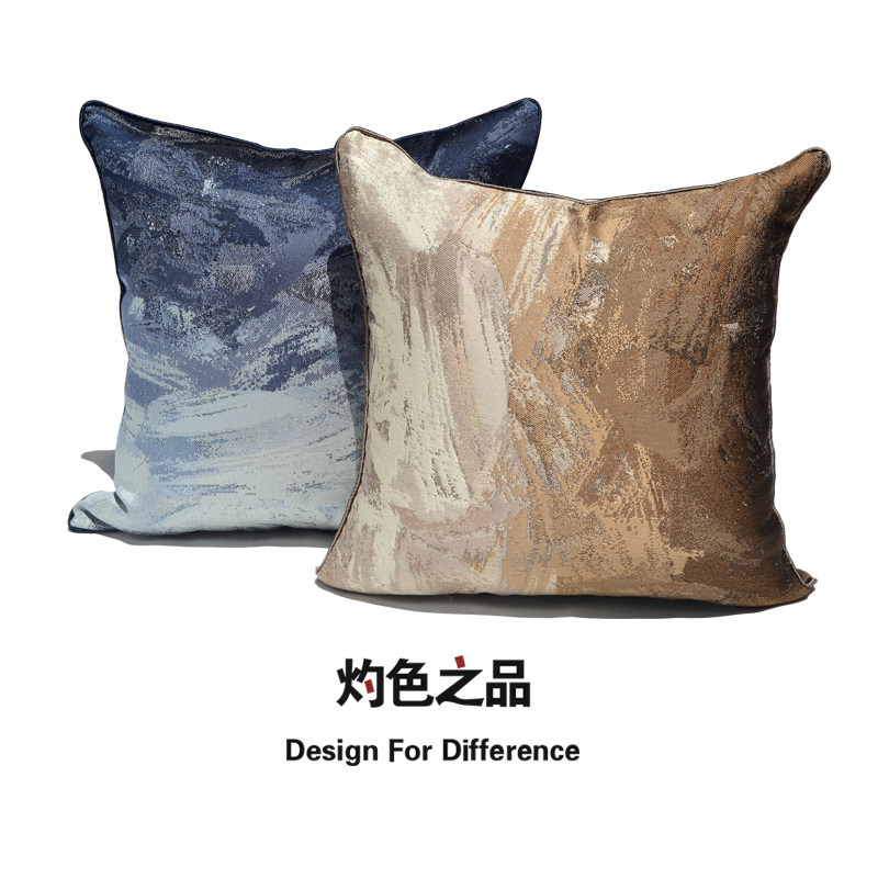 蓝绘棕绘乡村双面大靠背样板间软装沙发客厅室内床头靠枕靠垫抱枕