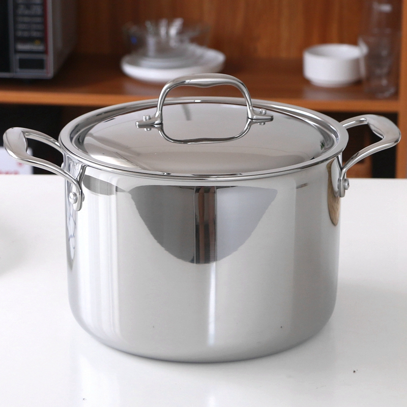 18/10五层钢加厚汤锅蒸t锅炖锅煮锅复合钢一体成型电磁炉燃气24cm