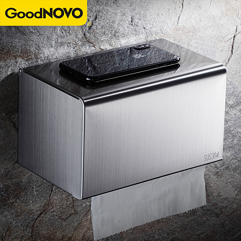 纸巾盒卫生e间304不锈钢防水纸巾架厕所抽纸盒卷纸厕纸盒卫生纸盒
