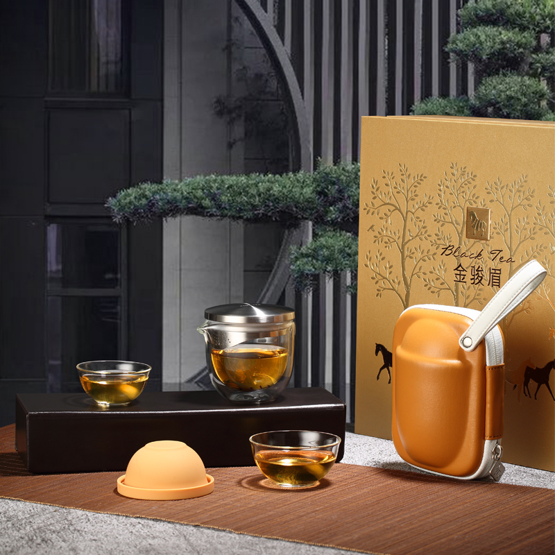 八马茶具 明f达便携套装茶具高硼玻璃304不锈钢便捷收纳旅行套装