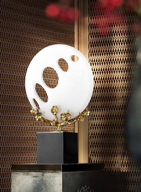 新中式禅意黄铜玉如意梅花摆件客厅玄关办公室装饰品Y乔迁新居礼