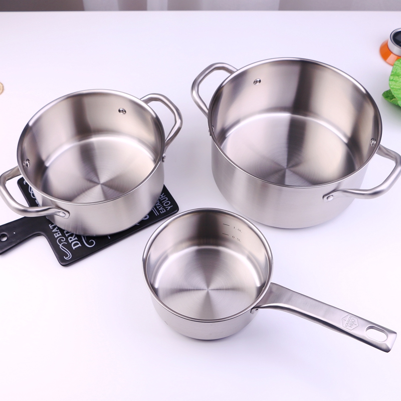 同一系列三个尺寸304不锈钢奶锅泡面锅小汤锅I煮粥面条16/20/24cm