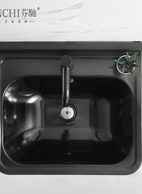 黑色创意盆 304不锈钢挂墙y式洗手盆阳台简易洗脸池挂盆卫生间家