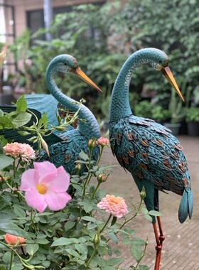 里洛家居蓝色铁质孔雀摆件铁艺庭院园艺装饰别墅花园阳台动物园景