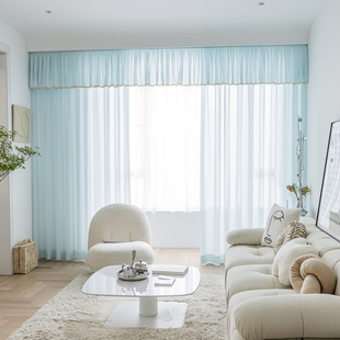 窗纱纱帘半遮光客厅阳台s纱窗帘纯色飘窗卧室垂顺轻奢肌理纹白纱