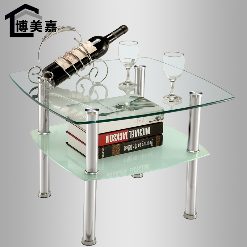 钢化玻璃小茶几i正方形沙发边几简约现代客厅家用茶桌子小户型茶