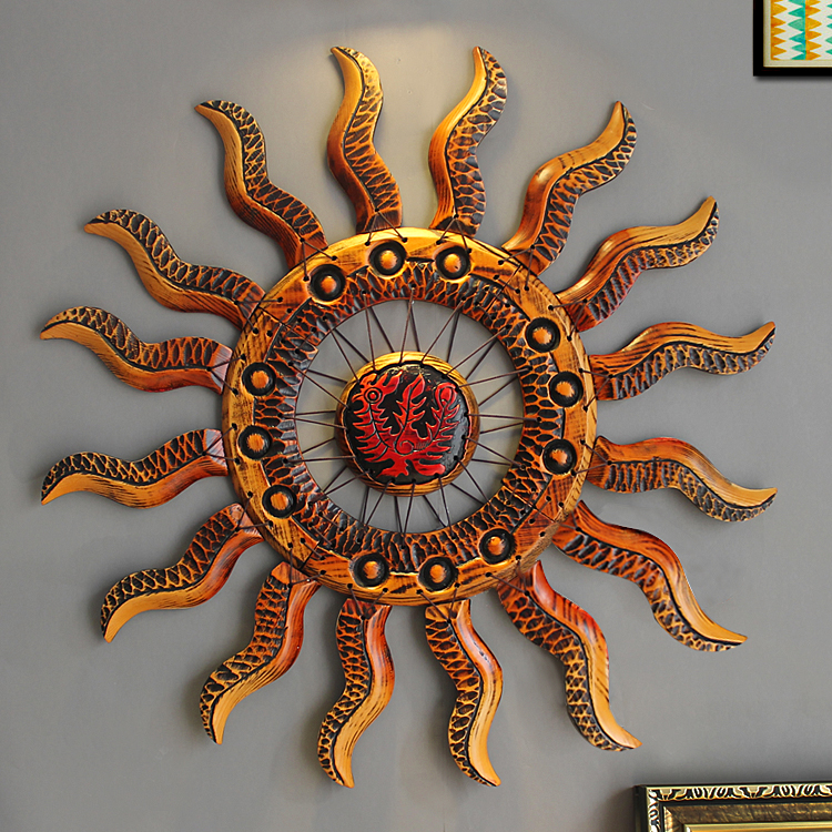 创意酒吧客厅入户玄关墙面装饰品挂件H欧式墙上壁饰太阳背景墙饰