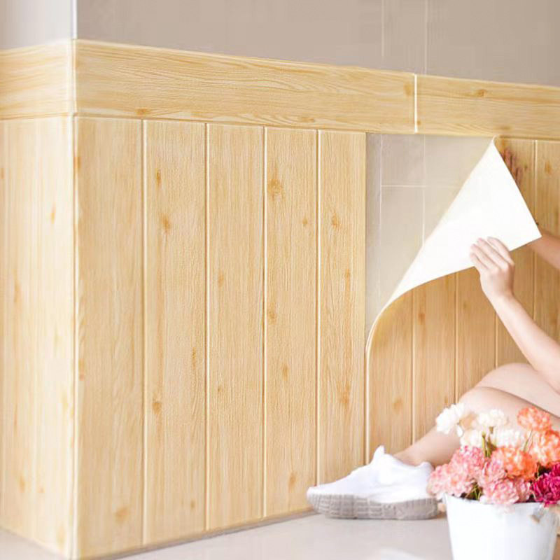 d立体墙贴仿木纹自粘墙纸幼儿园防撞墙裙护墙板墙围墙面泡沫贴纸