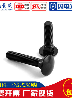 M5M6M8黑色304不锈钢大头马车螺丝货架定位半圆方颈扁头四方螺栓