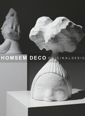 现代简约自然精灵卡通雕塑v摆件样板房间售楼处书房玄关柜桌面摆