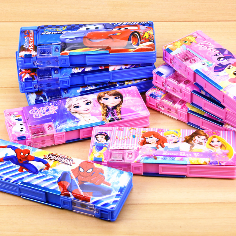 包邮文具盒女小学生网红铅笔盒多功能男幼儿园塑R料笔盒大容量双