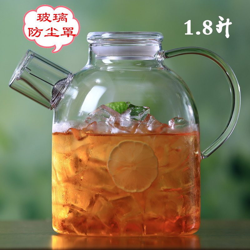 大容量加厚透明冷水壶带盖耐高温过滤玻璃凉水壶套装豆浆壶果汁杯