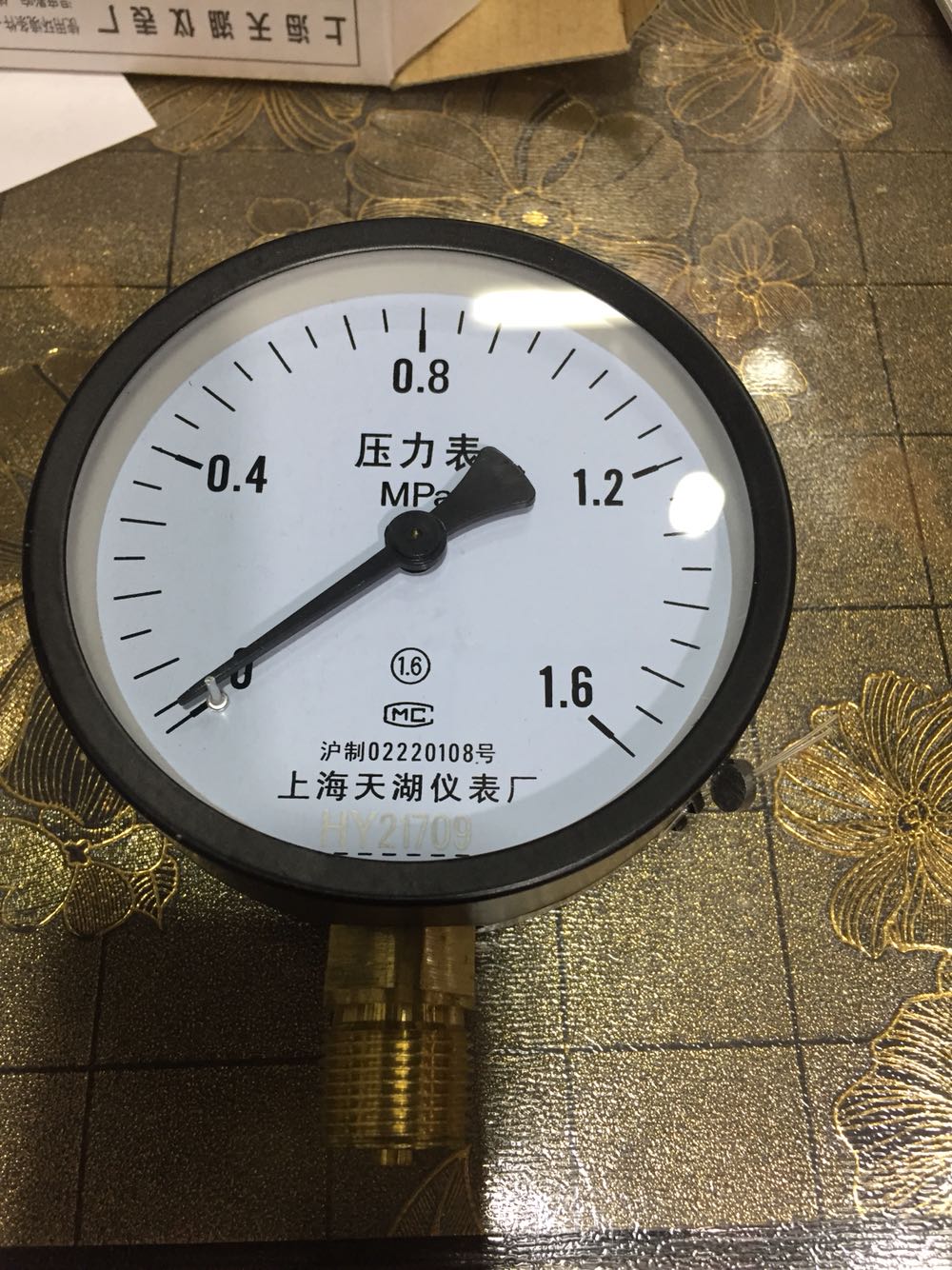 上海天湖仪表厂Y100压力表 空压机表 水压表气压表气泵压力1.6