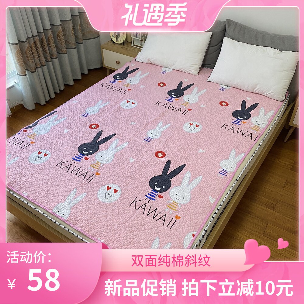 外贸床盖绗缝双面纯棉斜纹高端花卉床单防滑学生宿舍床单230*250