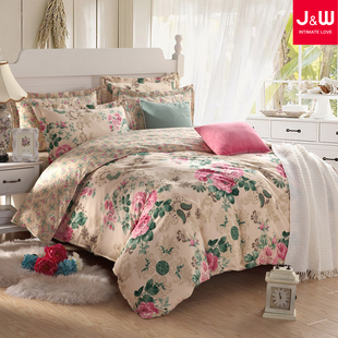 2x2.3 2.2x2.4米纯棉被套床品 1.8x2 清新田园100%纯棉四件套1.5