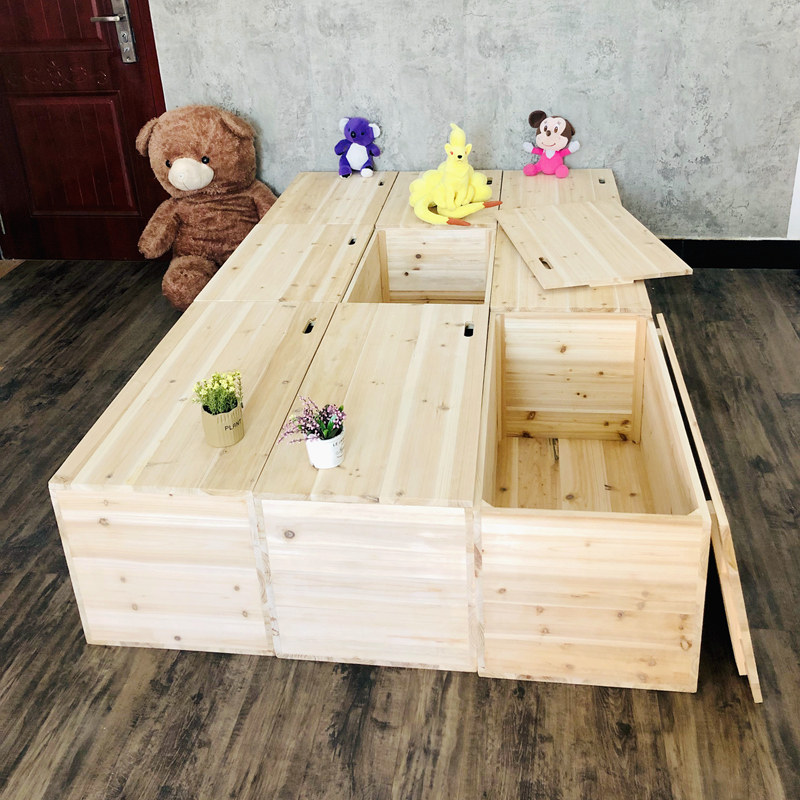 榻榻米木箱子拼床储物箱卧室地台飘窗柜拼接床P加宽实木收纳箱定