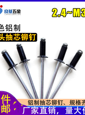 M2.4 M3 M3.2M4 rM5*6-20 黑色铝制沉头开口型抽芯铆钉 铝拉铆钉