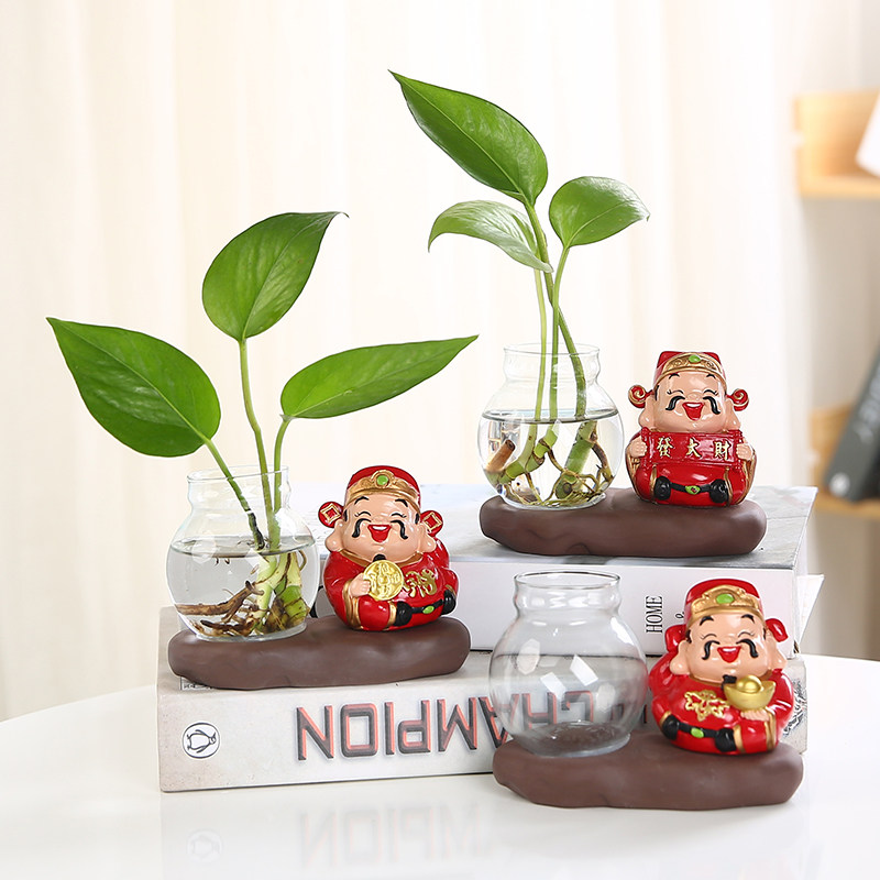 创意绿萝水培花瓶玻璃器皿透明水养鲜花插花花盆盆器花器桌面摆件