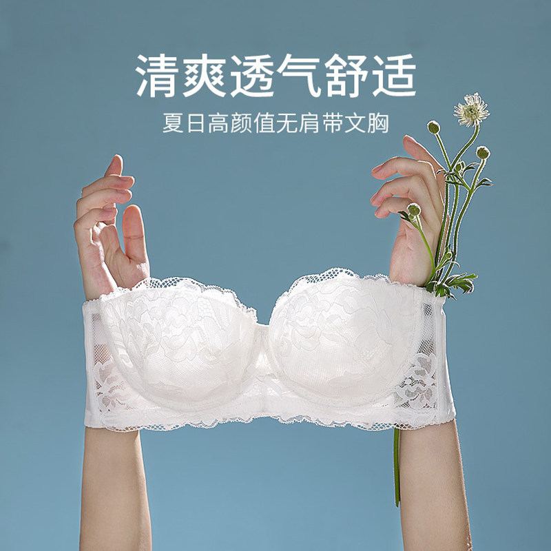 搭配 A-E杯 白色夏季薄款内衣 1/2杯可拆卸女大码大胸软钢圈文胸