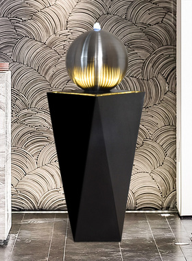 现代简约铁艺圆球立体流水景摆件创意轻奢客厅落地摆设家居装饰品