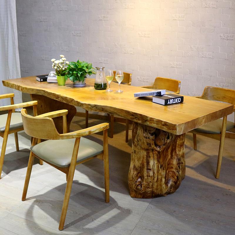 个性定制新中式老板茶桌大板桌茶台实木原木现代简约办公室泡茶椅