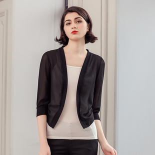 薄外套女开衫 雪纺小披肩夏百搭短款 吊带裙外搭坎肩 七分袖 2021新款
