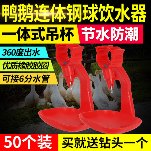 鸡鸭鹅用饮水器 钢球连体吊杯自动乳头饮水器 接水杯鸭鹅水线设备