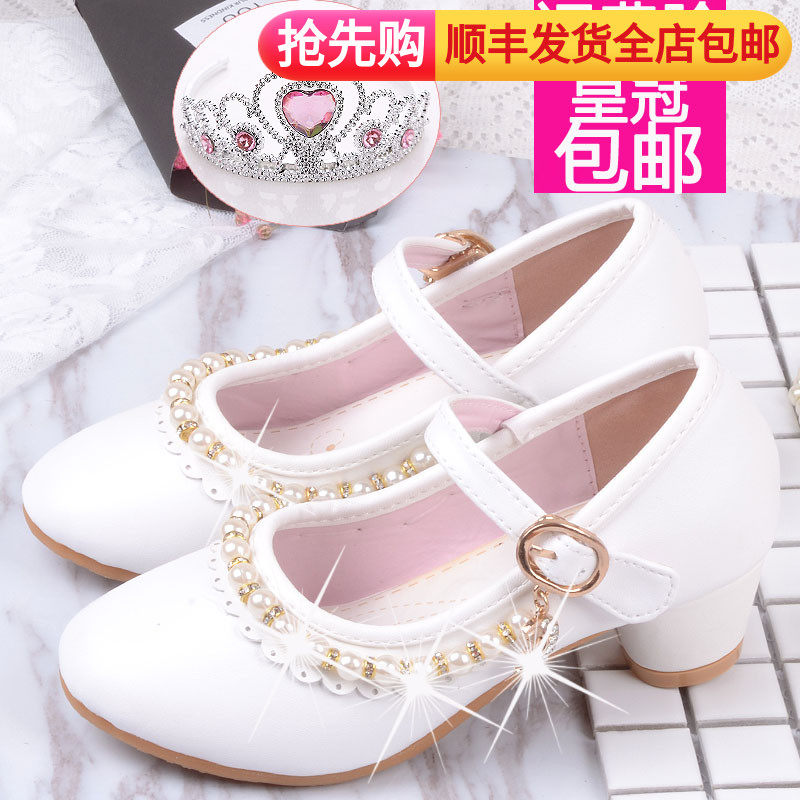 女童单鞋公主鞋2021新款儿童皮鞋小女孩白色舞蹈鞋宝宝单鞋高跟