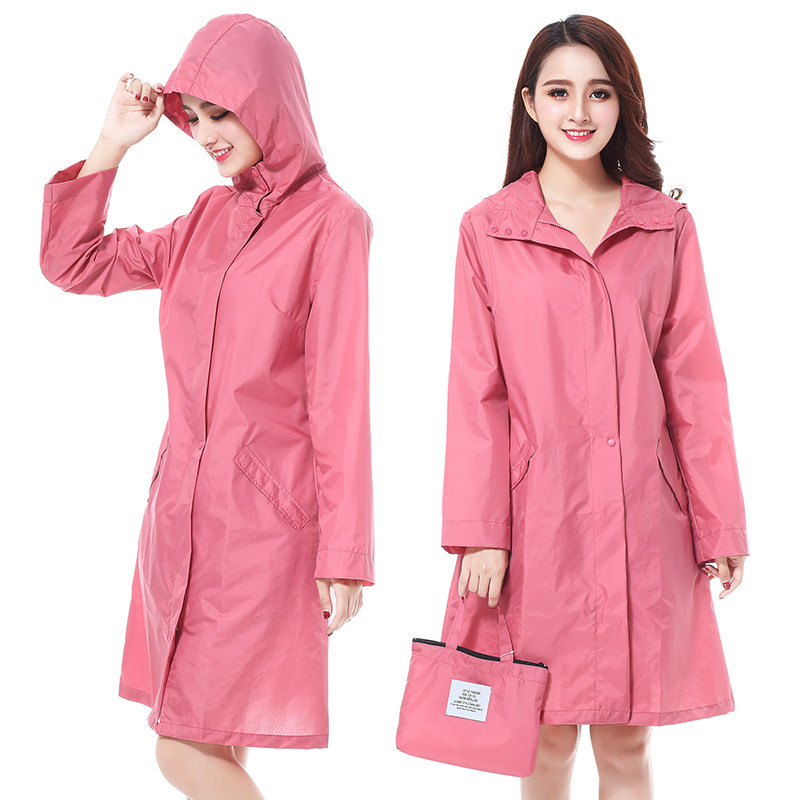 成人防水雨衣修身女款韩日版时尚学生防雨服上班出游轻薄外套风衣