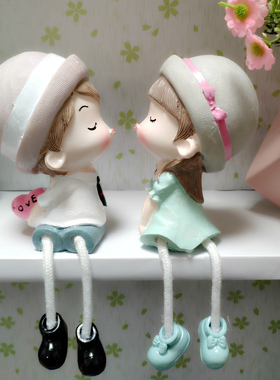 北欧情侣海军吊脚娃娃摆件长腿is创意可爱书房桌面小Z装饰品摆设