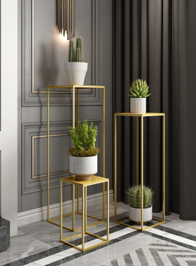 北欧创意铁艺g花架室内绿植花盆架客厅置物架阳台简约落地式花几