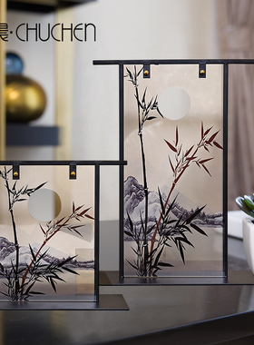 新中式创b意竹子摆件客厅书房玄关摆设禅意家居装饰品乔迁新居礼