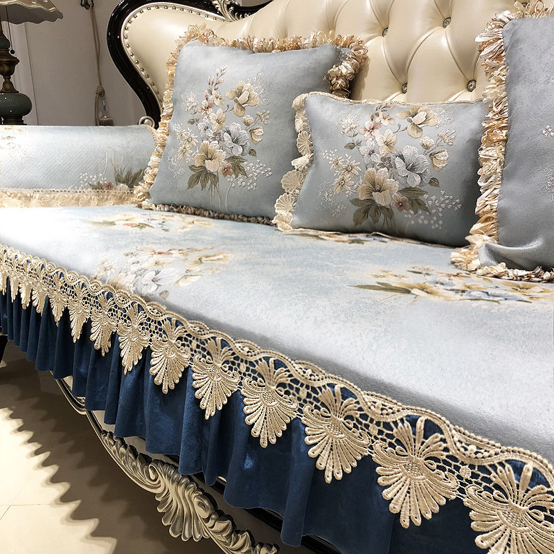 欧式真皮沙发垫套罩四季通用防滑布艺高档奢华客厅123组合坐垫子