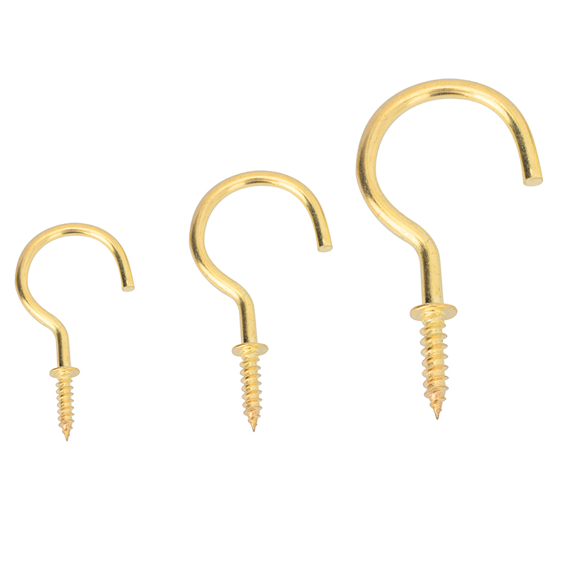 9字钩杯钩自攻螺丝金色挂钩带钩吊环镀铜九字钩羊眼自攻螺钉灯钩