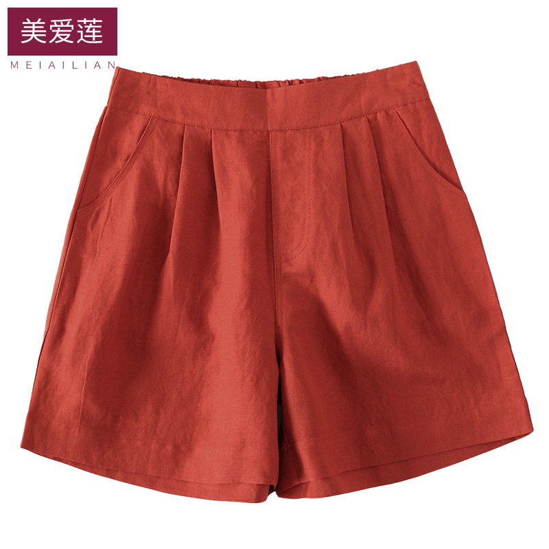 亚麻四分短裤高腰显瘦阔腿裤棉麻短裤女夏热裤大码休闲外穿夏季