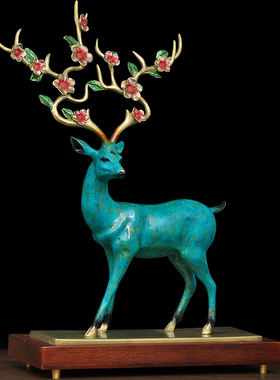 全铜麋鹿摆件客厅l办公室鹿装饰招财客厅家居饰品结婚乔迁礼品