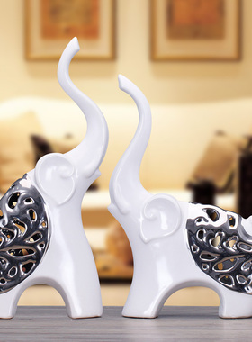 创意客厅电视酒柜办公室摆件大象C奢华家居开业礼品陶瓷工艺装饰