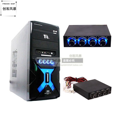 3.5HDD PC CPU4路电脑机箱风扇调速器 控制LED散热前面板